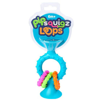 Fat Brain Toy Co PipSquigz Loops Teething Ring Toy Teal 6m+