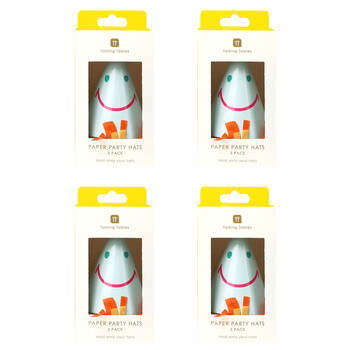 4x 5pc Talking Tables Party Hats Happy/Smiley Face Celebration Decoration
