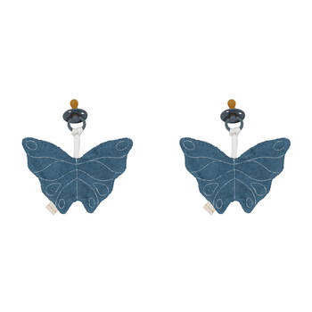 2PK Fabelab Bamboo Cotton Baby Dummy Cuddle w/ Pacificer Butterfly 19cm Blue Spruce