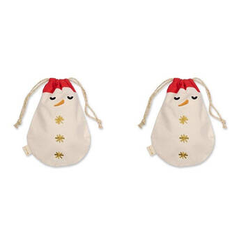 2PK Fabelab Christmas Gift Bag String Pouch Xmas Decoration 22x32cm Snowman