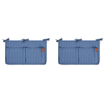 2PK Fabelab 100% Cotton Quilted Crib or Wall Pocket Storage Small Vintage Blue
