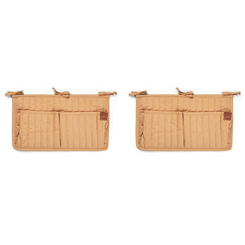 2PK Fabelab 100% Cotton Quilted Crib or Wall Pocket Storage Small Caramel