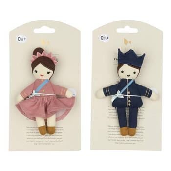 2pc Fabelab Organic Cotton Kids Toy Pocket Friend Queen and King 14cm 0y+