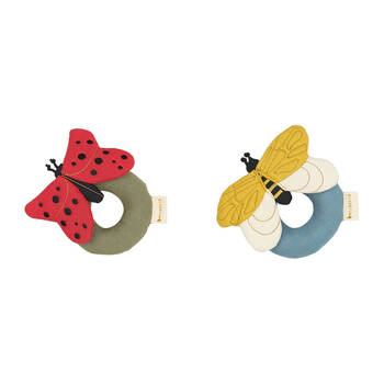 2pc Fabelab Organic Cotton Baby/Infant Ladybug and Bee Rattle Soft Toy 0y+