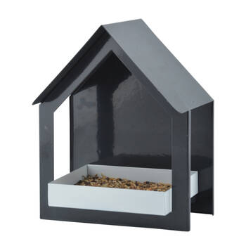 Esschert Design Wall Mounted Bird Feeder Garden & Outdoor Decor Dark Grey/White