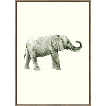 Rayell Framed Kids Artwork Elephant Natural Cream 50x70cm