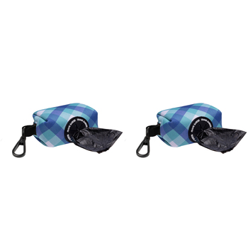 2PK Splosh Frank Barker Teal Gingham Poop Bag w/ 15 Biodegradable Bags 9cm