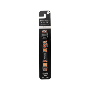 Frank Barker Adjustable 25-40cm Plaid Dog Collar Strap w/ Clasp S Orange
