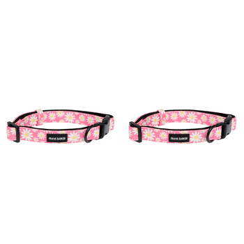2PK Splosh Frank Barker L Pink Daisies Dog Collar Adjustable 40-65cm