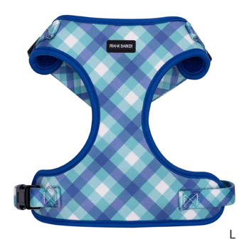 Splosh Frank Barker L Teal Gingham Dog Harness Adjustable 27cm