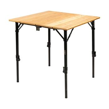 Quest Outdoors Bamboo Camp Table Adjustable Folding w/Bottleopener 70cm Small