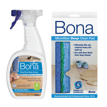 2pc Bona Micro Fiber Deep Clean Pad & 1L Deep Cleaner Trigger Spray