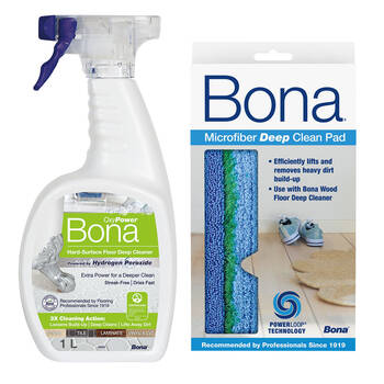 2pc Bona Micro Fiber Deep Clean Pad & 1L Deep Cleaner Trigger Spray for Hard Surface