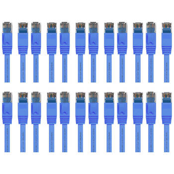 12PK Cruxtec CAT6 UTP Flat Gigabit-Speed Ethernet LAN Cable Blue 1m Plug & Play