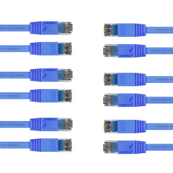 6PK Cruxtec RJ45 Internet LAN 2m Flat CAT6 UTP Ethernet Cable - Blue