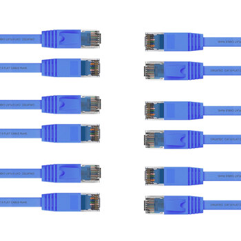 6PK Cruxtec RJ45 Internet LAN 3m Flat CAT6 UTP Ethernet Cable - Blue