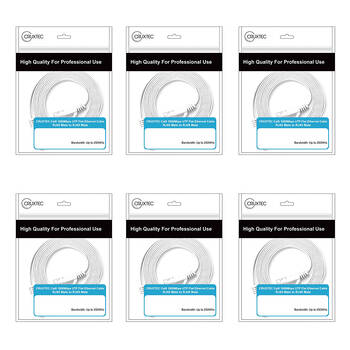 6PK Cruxtec CAT6 UTP Gold Plated RJ45 Flat Ethernet Cable 3m White