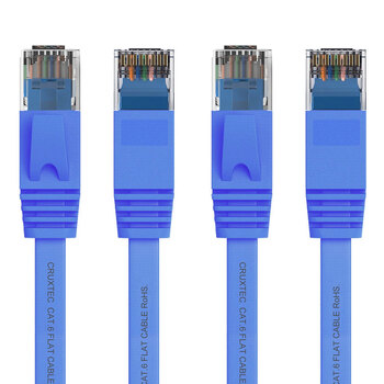 2PK Cruxtec RJ45 Internet LAN 15m Flat CAT6 UTP Ethernet Cable - Blue