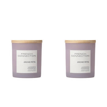 2PK French Connection Orchid Petal (Lavender & Cedarwood) Medium Candle 200g