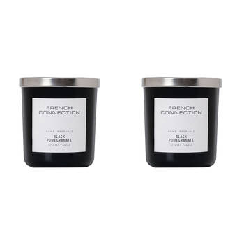 2PK French Connection Black Pomegranate 2 Wick 30hr Medium Candle 251g