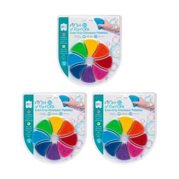 3x 8pc First Creations Easi-Grip Dinosaur Pebbles Kids Multicolour Crayons 18m+
