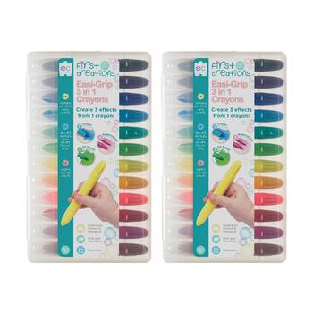 2x 12pc First Creations Easi-Grip 3-In-1 Crayons Watercolour Oil Pastel 36m+