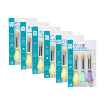 6x 3pc First Creations Easi-Grip Kids Paint Brushes Ergonomic Pastel Colours 12m+