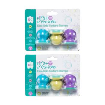 2x 3pc First Creations Easi-Grip Modelling Clay Texture Stamps Kids Activity 12m+