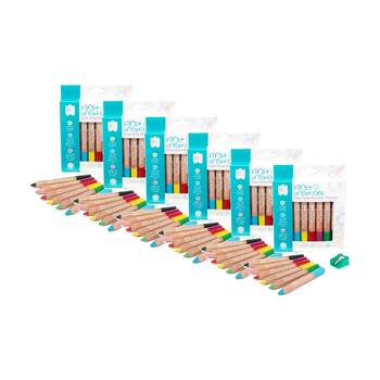 6x 6pc First Creations Chunky Colour Pencils Easi-Grip w/Sharpener Kids 36m+