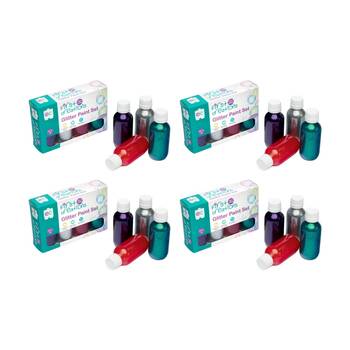 4x 4pc First Creations Glitter Paint Set Washable Non Toxic Kids 100ml 12m+