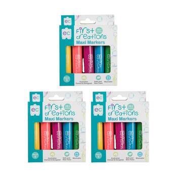 3x 5pc First Creations Maxi Markers Washable Non-Toxic Bright Colours Kids 36m+