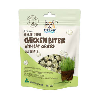 Freecat Premium Freeze Dried Chicken Bites w/ Grass Pet Cat Food Treats 50g