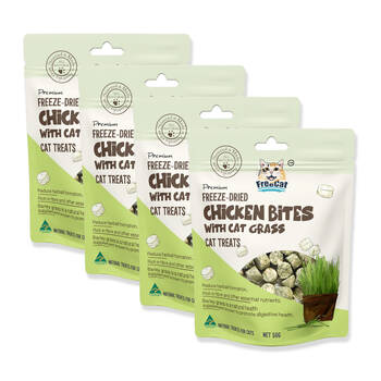 4PK Freecat Premium Freeze Dried Chicken Bites w/ Grass Pet Cat Food Treats 50g
