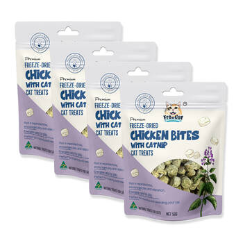 4PK Freecat Premium Freeze Dried Chicken Bites w/ Catnip Pet Cat Food Treats 50g