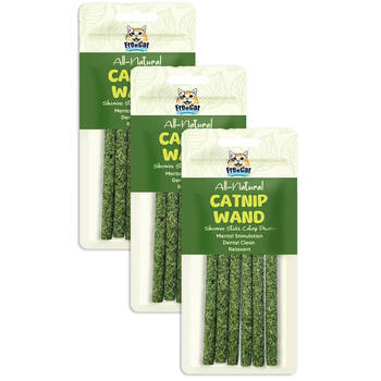 3PK 6pc Freecat All Natural Catnip Wand Silvervine Sticks Pet Cat Dental Care