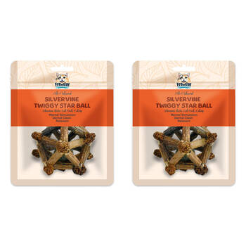 2PK Freecat All Natural Silvervine Twiggy Star Ball Pet Cat Dental Care
