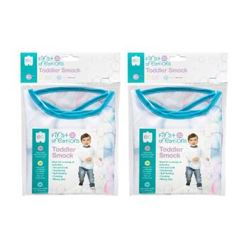 2PK First Creations Toddler Long-Sleeve Smock Wipe-Clean Kids Craft Accessory 12m+