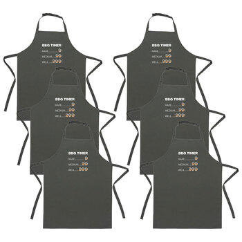 6x Splosh Fathers Day 90cm Polyester BBQ Timer Apron Cooking/Grilling Bib Black