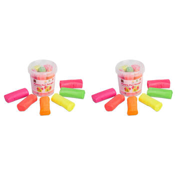 2PK Educational Colours Fun Modelling Dough Kids Craft Toy Fluroscent