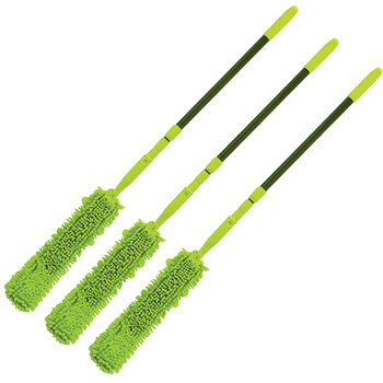 3PK Cleanstar Flexi Microfibre Cleaning Surface Duster Green