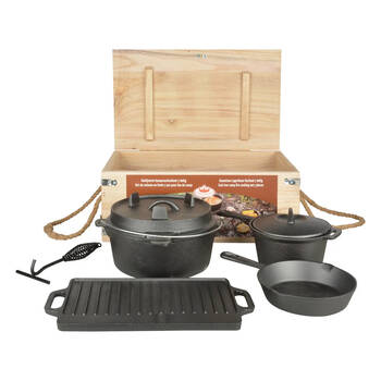 7pc Esschert Design Dutch Oven Cooking Set Outdoor Camping Black