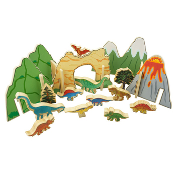 20pc Freckled Farm The Happy Architect Dinosaurs Kids Wooden Toy 2+