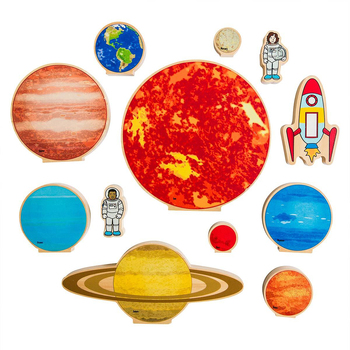 12pc Freckled Farm Travelling In Space Kids Wooden Toy 2+