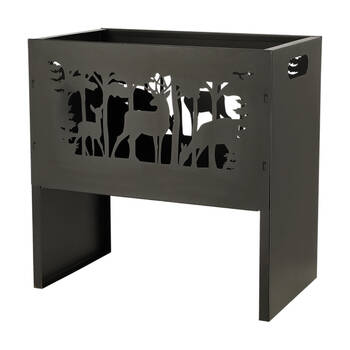 Esschert Design Rectangular Fire Basket Deer Garden Camping 50.7cm Black