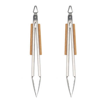 2PK Esschert Design Stainless Steel Barbecue Tongs Cooking 45.4cm Silver