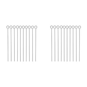 2x 10pc Esschert Design Barbecue Skewer Stainless Steel Cooking Utensil Silver