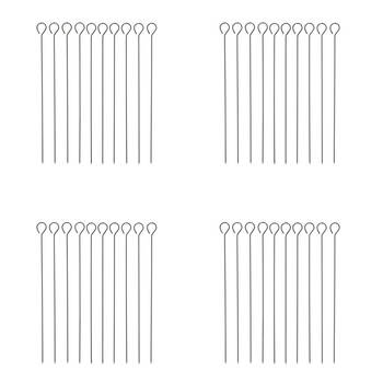 4x 10pc Esschert Design Barbecue Skewer Stainless Steel Cooking Utensil Silver