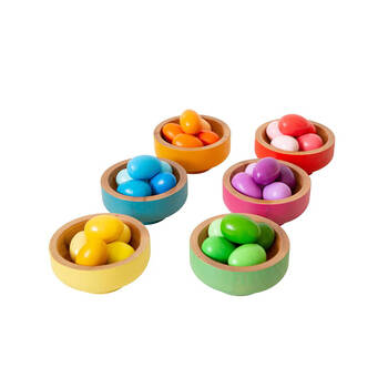 Freckled Frog Wood Rainbow Nests Kids Educational Toys 11x4.5cm 12m+