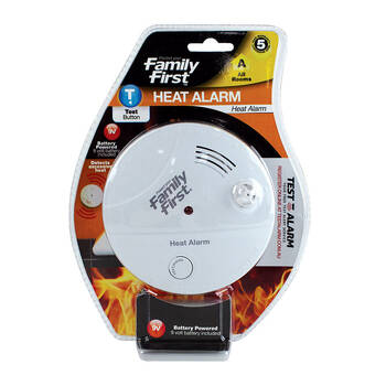 Family First Heat Detection Alarm Air Temperature Detector For All Rooms 9V 