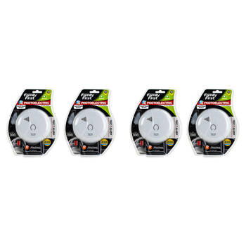 4PK Family First Photoelectric Smoke Alarm For Kitchen w/ Test & Hush Button 9V